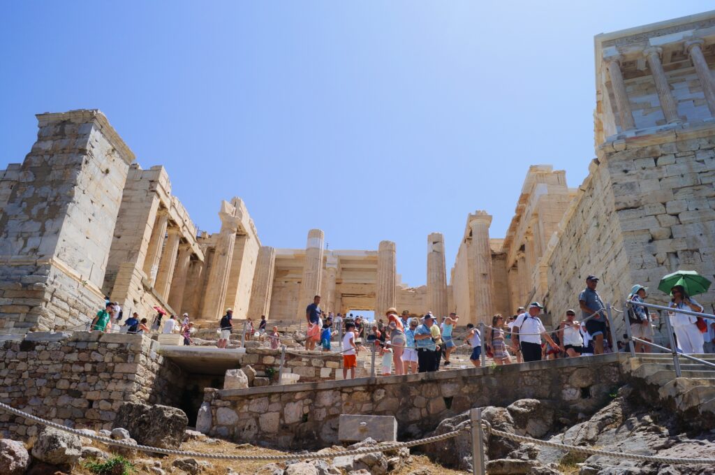 Walking back through the Propylaea